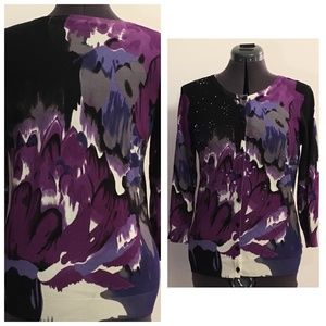 ✨3/$15 Joseph A Purple and Black Cardigan